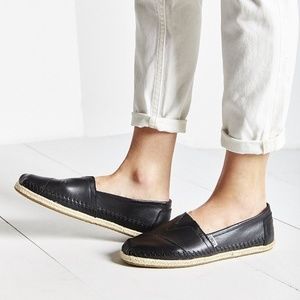 Toms Leather Alpargata Espadrille Black Size 7.5